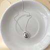 Women's 925 Silver Oval Droplet Long Knit Necklace