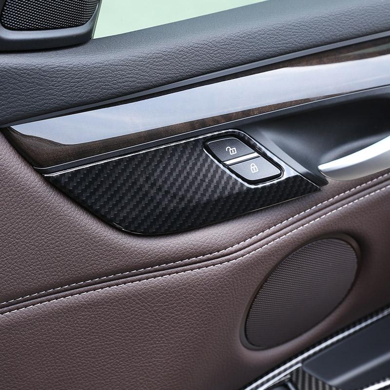 Для BMW X5 F15 X6 F16 14-18 ABS серебро/углеродное волокно текстура автомобиля безопасность дверной замок ручка чаша крышка отделка наклейки автомобиля