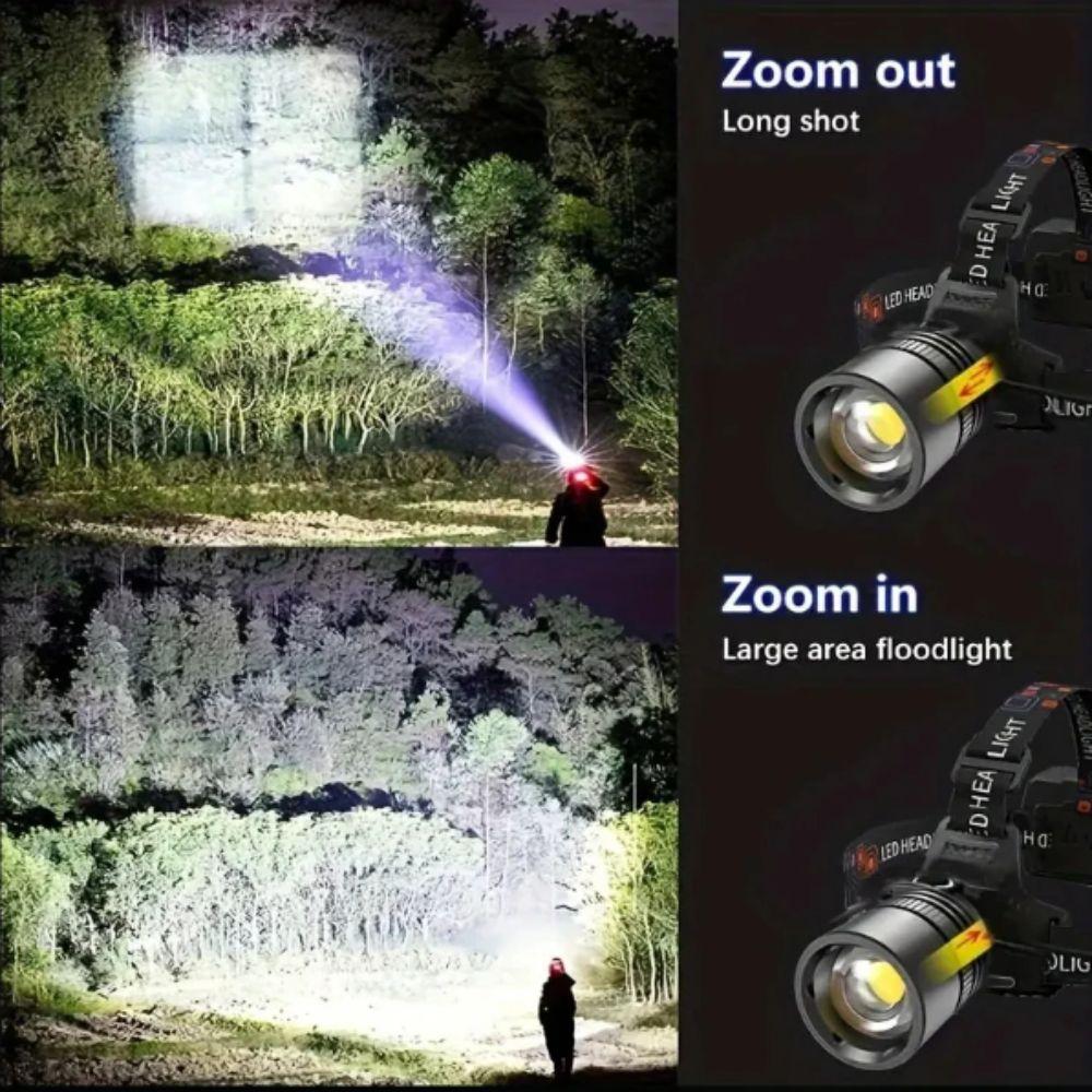 High Power LED USB Rechargeable Headlamp 3 Lighting Modes Zoomable Head Lights Outdoor Activities
