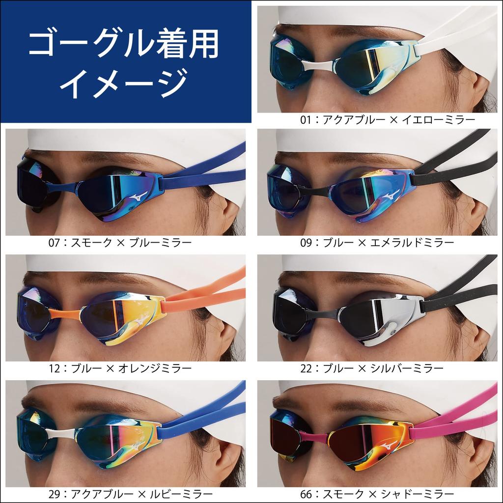 Mizuno Очки для плавания Очки для плавания унисекс EYE J N3JE900107 Дымчатый x Синий Зеркальный GX SONIC (Неподушка) 07