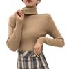 Women's Sweaters Slim Soft Long Sleeve High Neck Knit Pullover Slim Stretch Sweater Tops