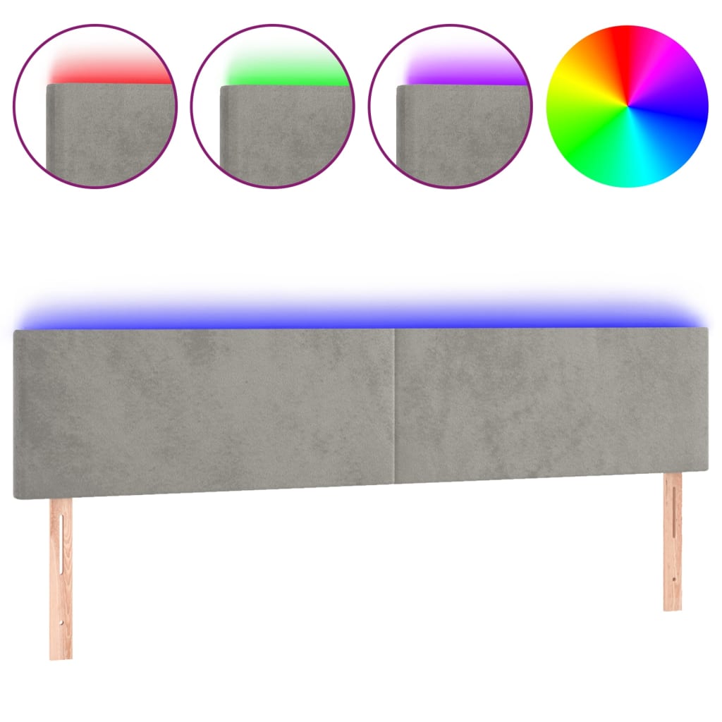 Vidaxl Zagłówek Do Łóżka Z Led, Jasnoszary, 180X5X78/88 Cm, Aksamit