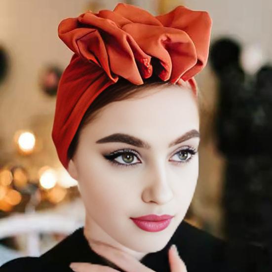 Тюрбан шляпа ретро французский стиль цветочный декор женская шляпа однотонный цвет дышащий