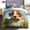 Beagle and Grassland Pattern Bedding Home Decoration Birthday Gift (1 * duvet cover + 2 * pillowcase, without core)
