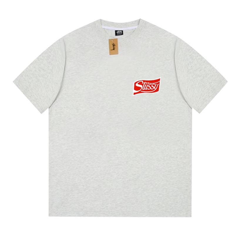 Stussy 2025 Весна/Лето Новая высококачественная хлопковая футболка с круглым вырезом для мужчин и женщин Футболка для пар с принтом колы