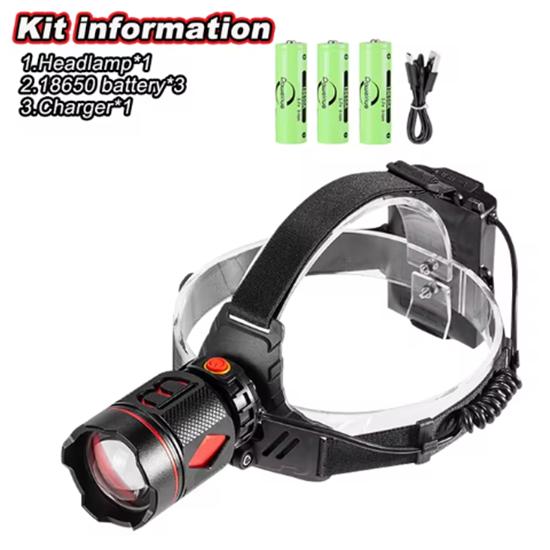 800 Вт светодиодный супер яркий налобный фонарь Long Shot 3500M перезаряжаемый налобный фонарь с зумом лампа для ночной рыбалки