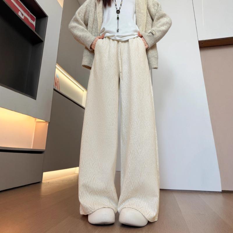 Rice White Glutinous Rice Pants Women's Autumn Small Lazy Loose Wide-leg Pants Loose Casual Trousers