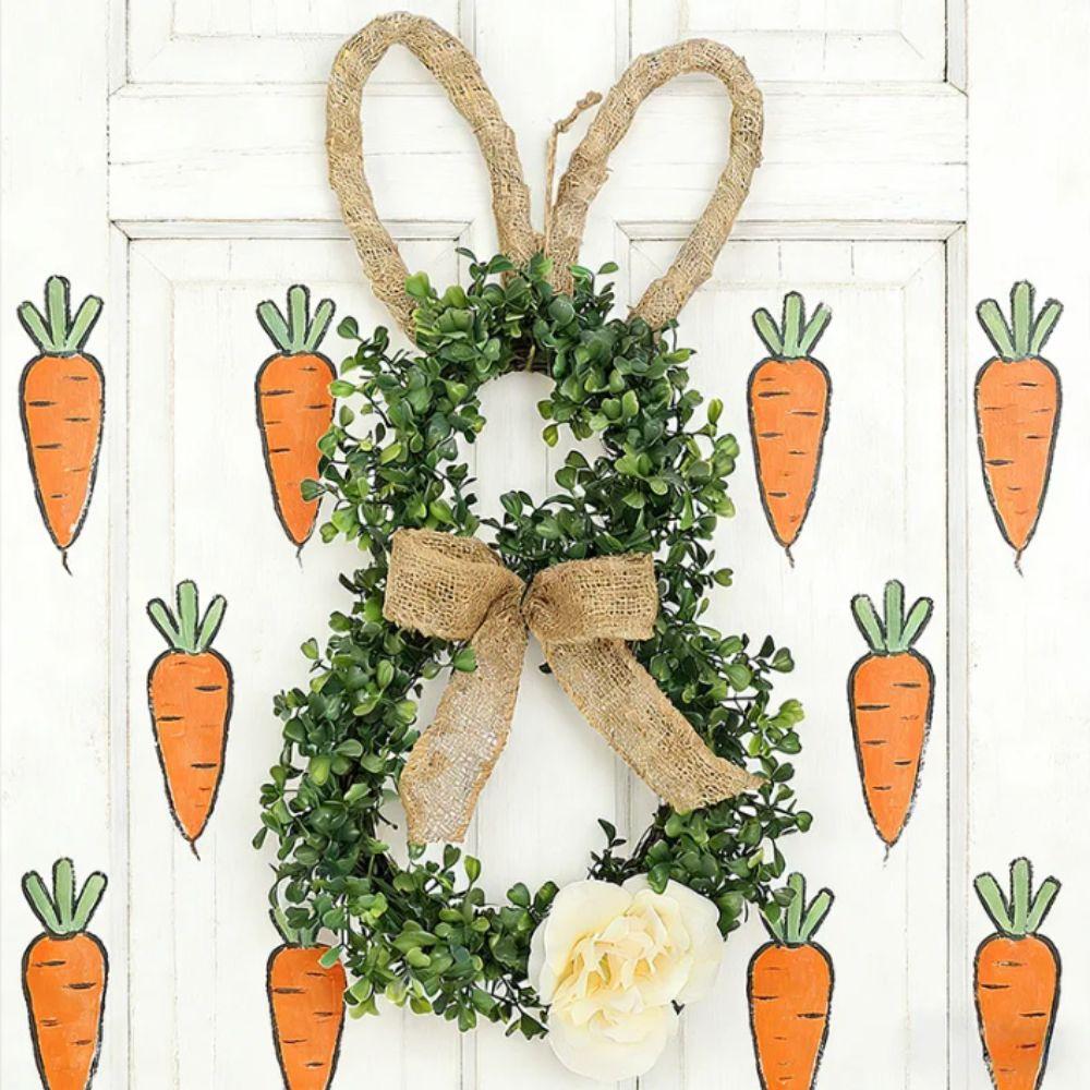 Linen Bow Easter Wreaths With Flower Artificial Wreath Front Door Wreath Window Decoration