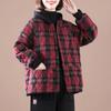 МОДА 2024 года, новая теплая одежда с хлопковой подкладкой, корейская версия, свободное и тонкое повседневное женское пальто большого размера в клетку, короткое пальто
