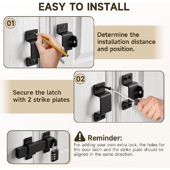 Защелка для раздвижных ворот, прочная дверная защелка с отверстием для навесного замка, регулируемый замок с защелкой, подходит для деревянных заборов, амбарных дверей, калиток, дворов, замков для сараев,