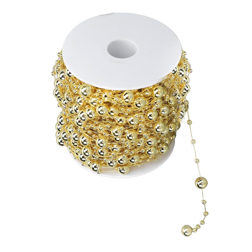 Gold Pearl Beads Chain 8+3mm Pearl Bead Garland Pearl Strand Trim DIY Craft