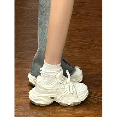 Женские летние кроссовки на платформе из натуральной мягкой кожи, новая модная универсальная популярная дышащая тонкая обувь в стиле «папа»