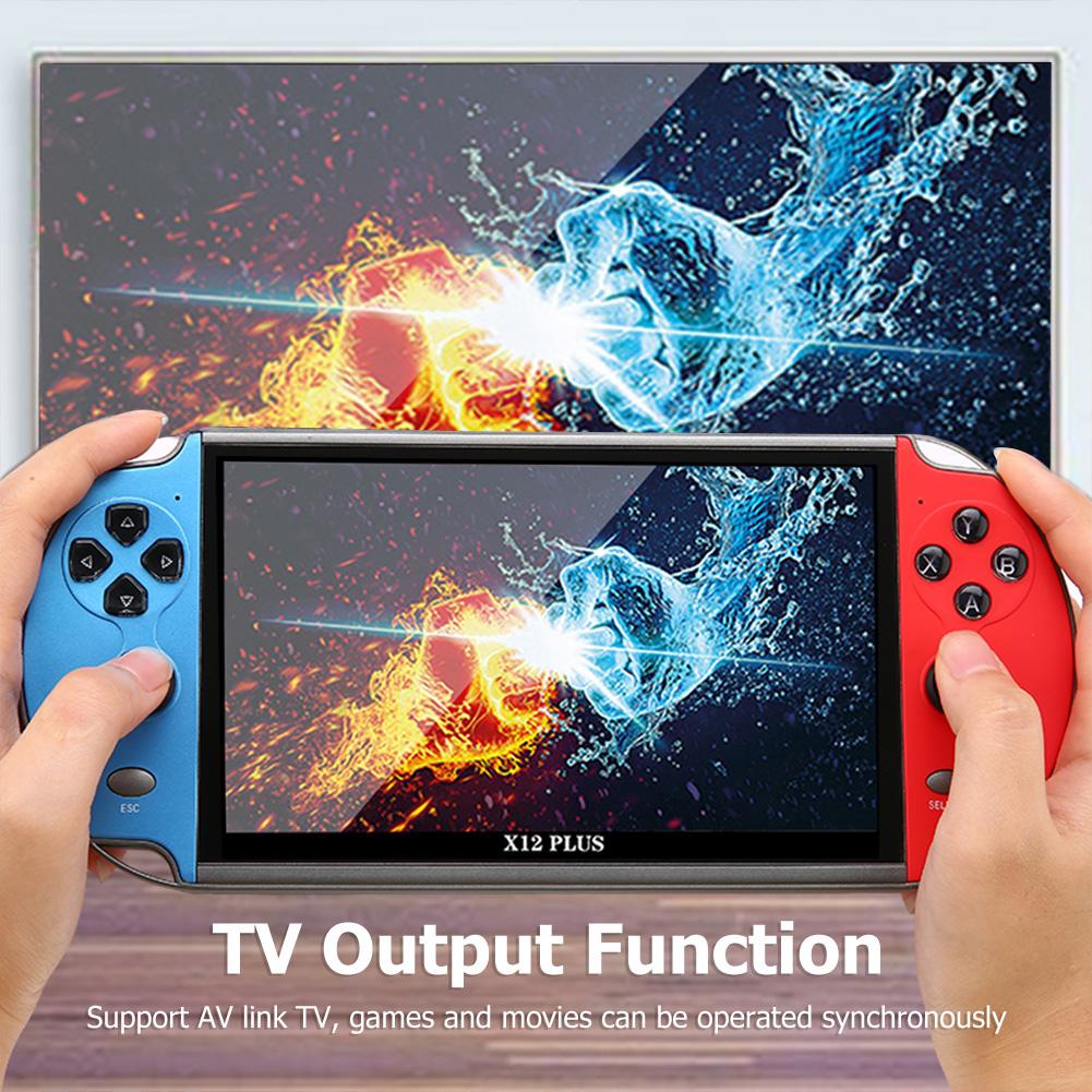 7,1-дюймовая портативная игровая консоль X12 Plus с IPS-экраном, портативный игровой плеер 16 ГБ + 32 ГБ, 10000+ классических игр, игровая консоль 4K HD