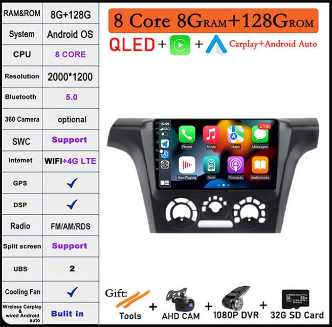 9-дюймовый экран для Mitsubishi Outlander 1 2002-2008 Android 14 автомобильный радиоприемник мультимедийный проигрыватель 4G GPS WIFI IPS сенсорный экран DSP стерео