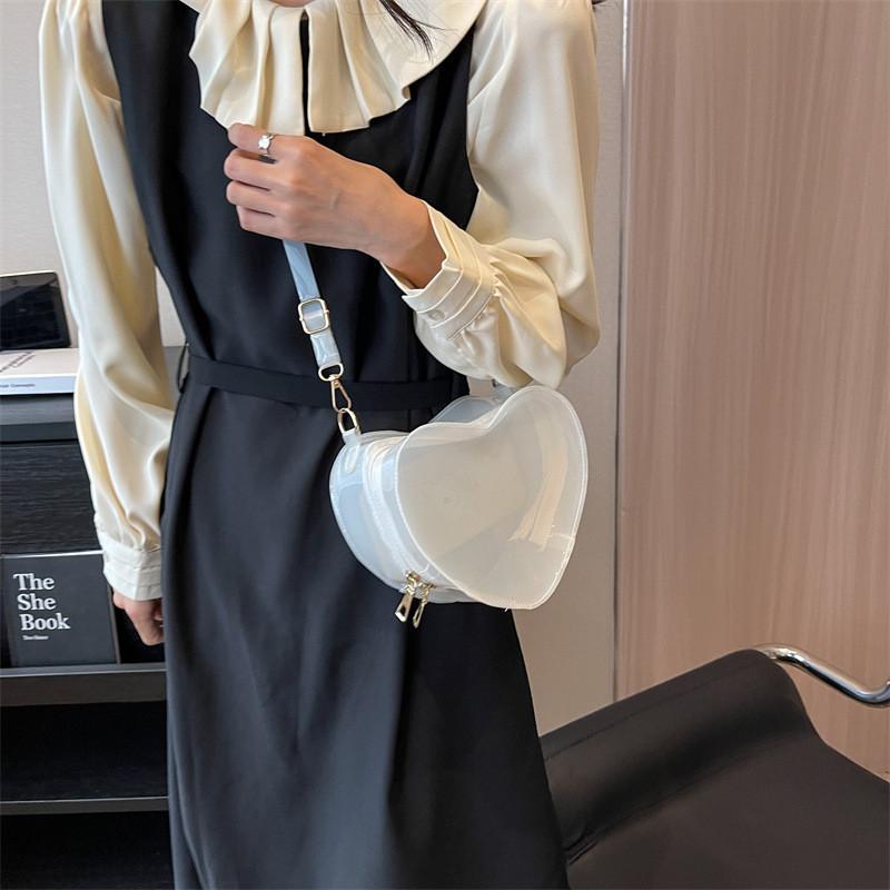 Fashionable Heart-shaped Pvc Shoulder Bag With Street Style Elements For Women