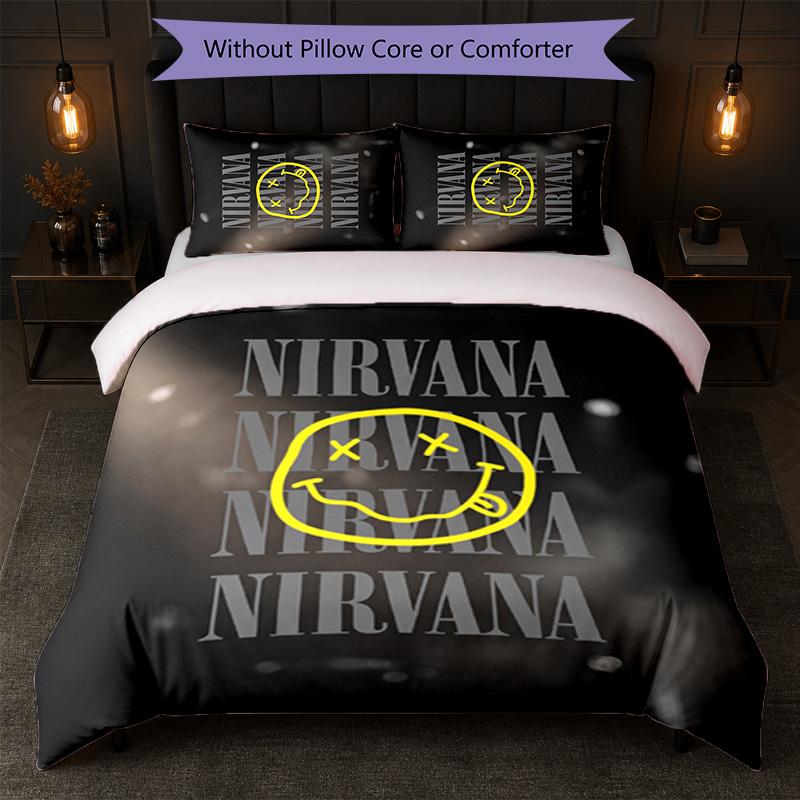 Nirvana Print 3Pcs Bedding Set Duvet Cover With Two Pillowcases Soft Bed Linen For Household Bedroom