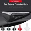 For Tesla New Model 3 Highland 2024 Side Camera Cover Lens Protector Black White Red Shiny Matte Carbon Fiber Pattern