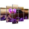 Five Piece Picture Canvas Print Orchid Zen Spa Stones