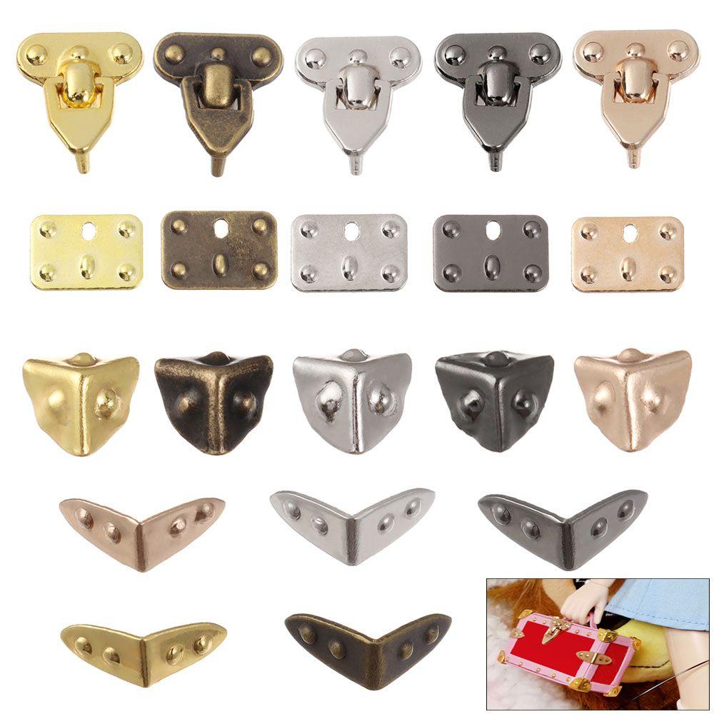 Metal DIY Manual Suitcase Box Mini Metal Crafts Trunk Locks Case Corner Protector Doll Bags Parts