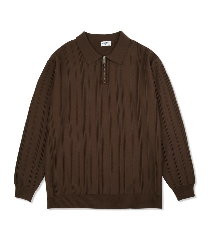 NUBINDA Washable Collared Half-Zip Knit [Ivory]
