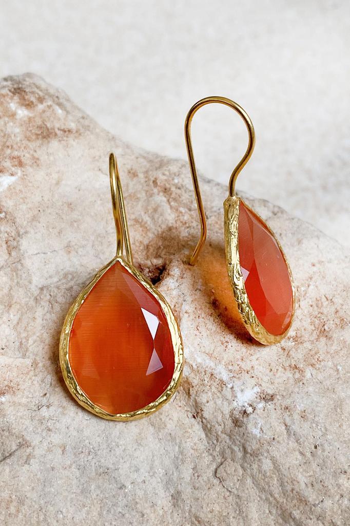 Женские серьги из серии Sun Stone "Кошачий глаз" из 22-каратного золота с желтым покрытием