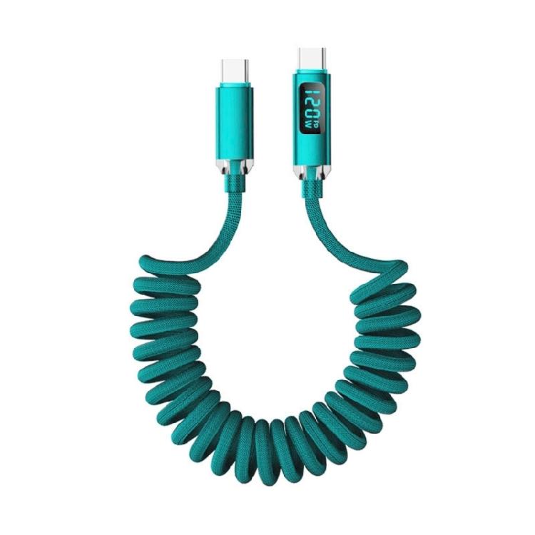 Плетеный нейлоновый кабель USB C для быстрой зарядки 120 Вт с технологией Power Delivery, выдвижной пружинный механизм для гаджетов, скорость передачи 480 Мбит/с