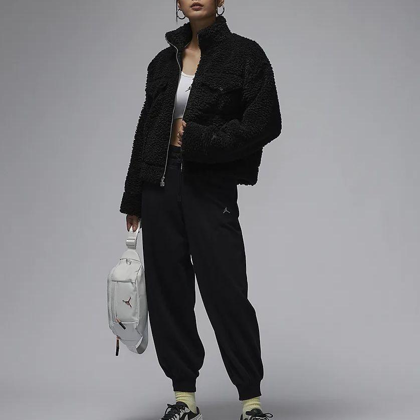 Jordan Сплошной цвет с воротником-стойкой, повседневная куртка, женская верхняя одежда, черный FD7169-010