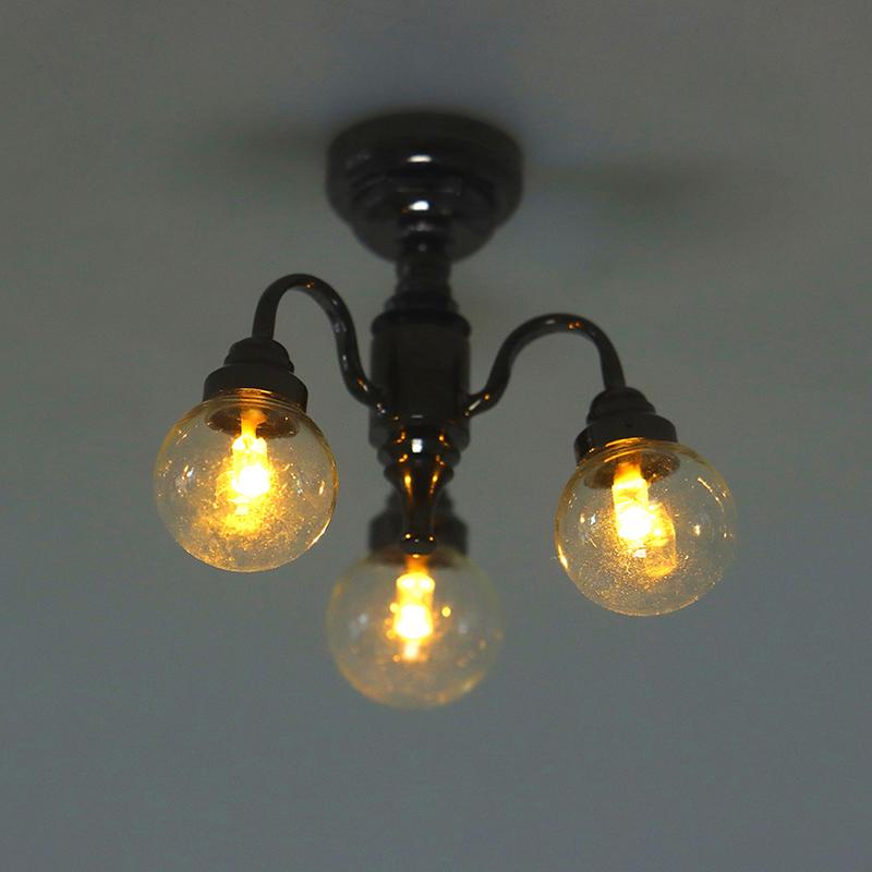 1:12 Кукольный домик Мини 3-х ламповый потолочный светильник Люстра Светодиодная лампа Настенный светильник Декор Игрушка