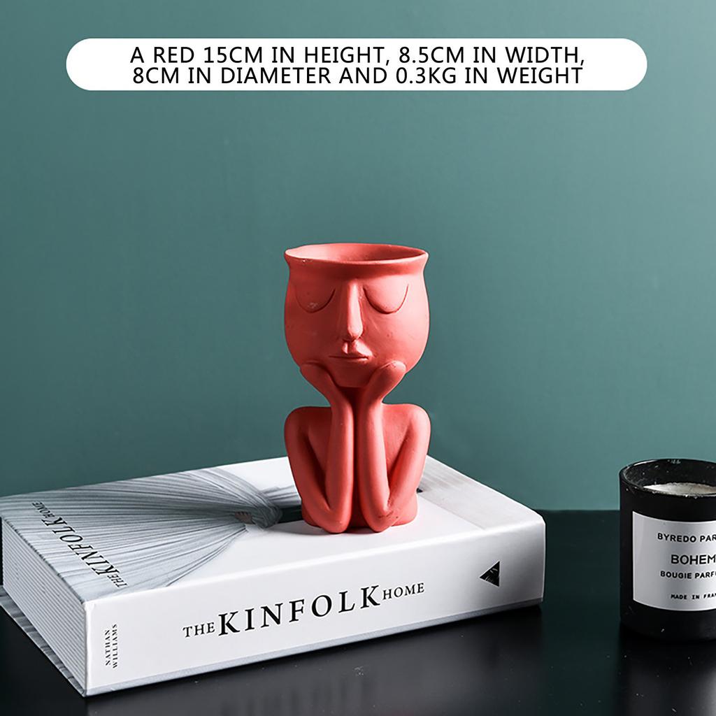 Абстрактная скульптура человека, цветочный горшок из смолы, настольный контейнер для растений, ваза