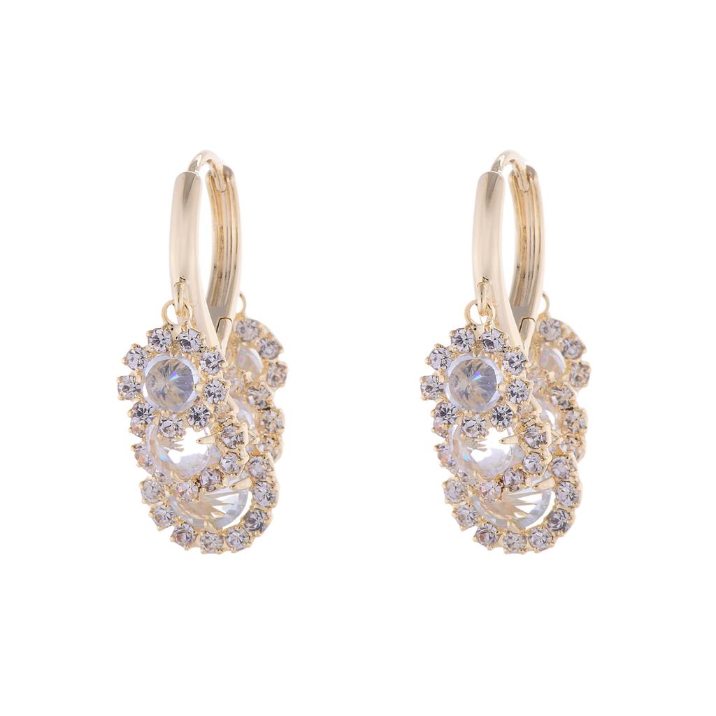 Корейская модная бижутерия 14-каратное настоящее золотое покрытие роскошные круглые циркониевые серьги-кисточки элегантные женские серьги для свадебной вечеринки