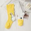 Летние хлопковые носки с рисунком утки средней длины, впитывающие пот, милые длинные носки без косточек