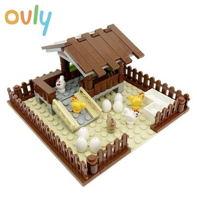 Ovly Фермерский курятник MOC Набор деталей с домиком для цыплят, животными, собачьей будкой, гнездом, набор для сборки своими руками, детский подарок с инструкцией