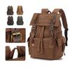 Vintage Distressed Leather Waxed Canvas Backpack Large Capacity Multiple -pockets New Waterproof Drawstring Outdoor Travel Double-Shoulder Bag