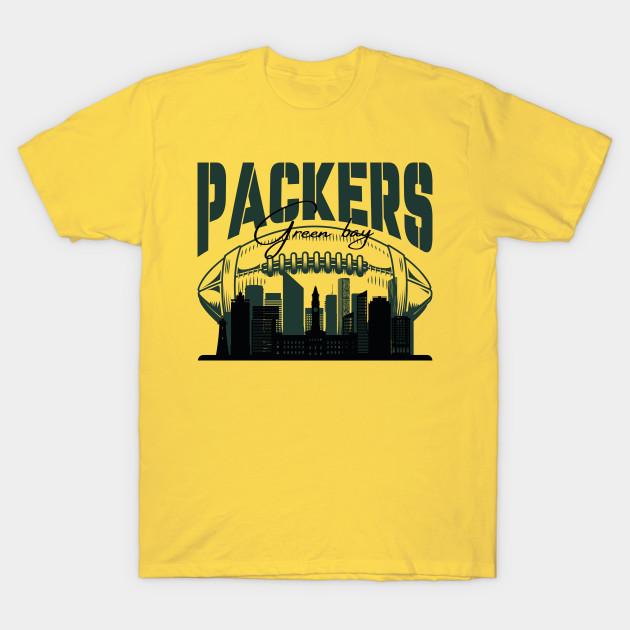 Men Black Print T-shirt Packers No-Cut Heat Transfer Print Cotton Tshirt