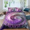 Psychedelic Swirl Duvet Cover Set For Kids Adults Fractal Art Comforter Cover Girls Abstract Artwork Circle Floral Bedding Set