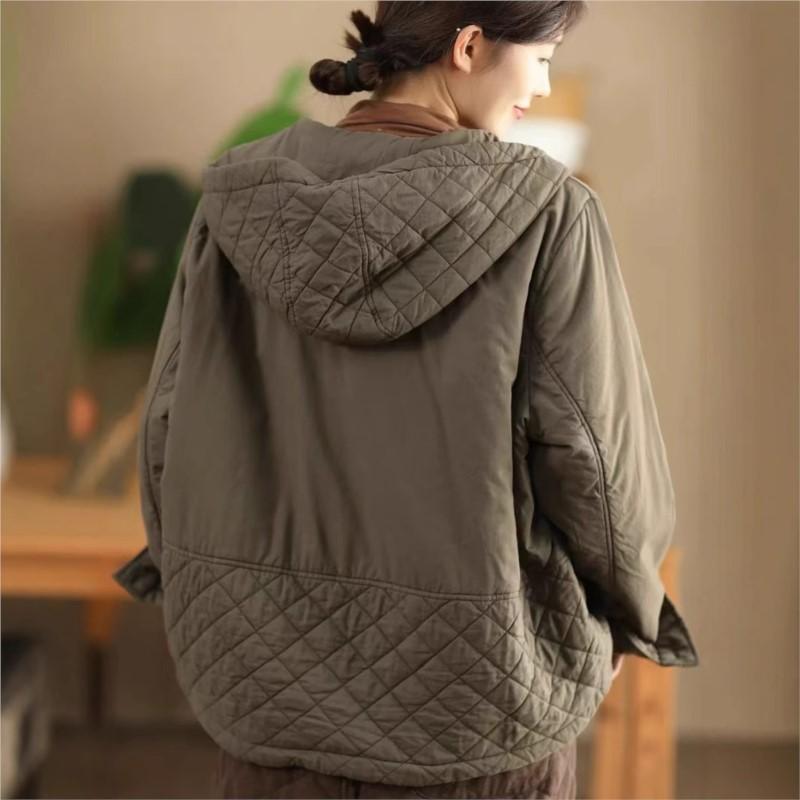 Johnature Модное повседневное пальто с капюшоном и свободной молнией, однотонное, зимнее, с длинными рукавами, в китайском стиле, сращивающееся пальто