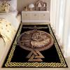 Spiritual Area Rug, Odin Viking Norse Valknut Celtic Knot Gold Emblem Poster, Living Room Decor, Non-Slip Mat