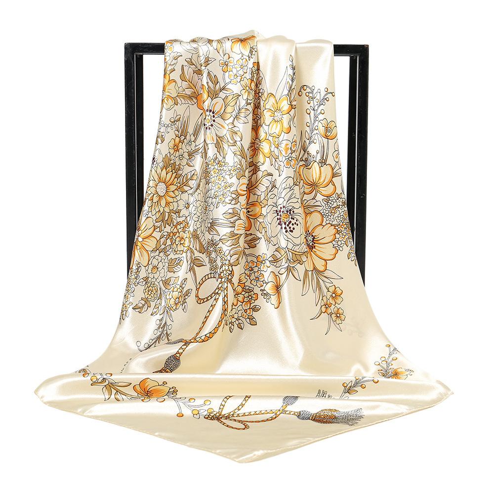 Spring and Autumn Women's Cashew Print Square Scarf Fashion Commuting Versatile Headscarf Stained Rose Square Scarf