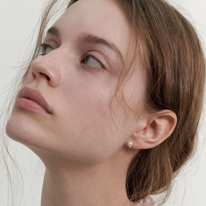 LOVE ME MONSTER [Silver] 5mm Pearl Ring Earrings (L241MER070)