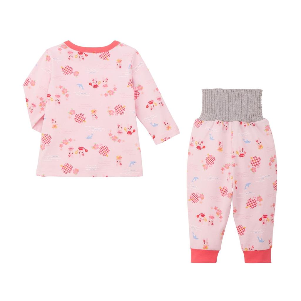 MIKIHOUSE HOT BISCUITS Long Sleeve Pajamas for Boys and Girls, Baby/Kids' Clothing, Pink, 90cm, 70-7340-146