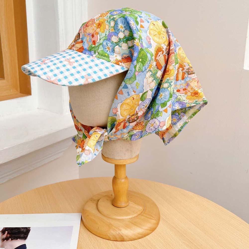 Plaid Scarf Peaked Cap Floral Triangle Headscarf Hat Headscarf Baseball Hat  Mountaineering