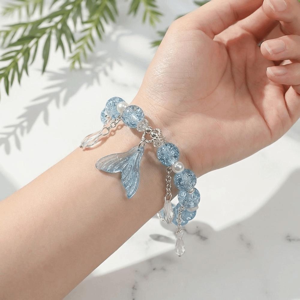Sweet Fishtail Crystal Bracelet Colorful Beads Sweet Lucky Hand Chain Fashion Accessory