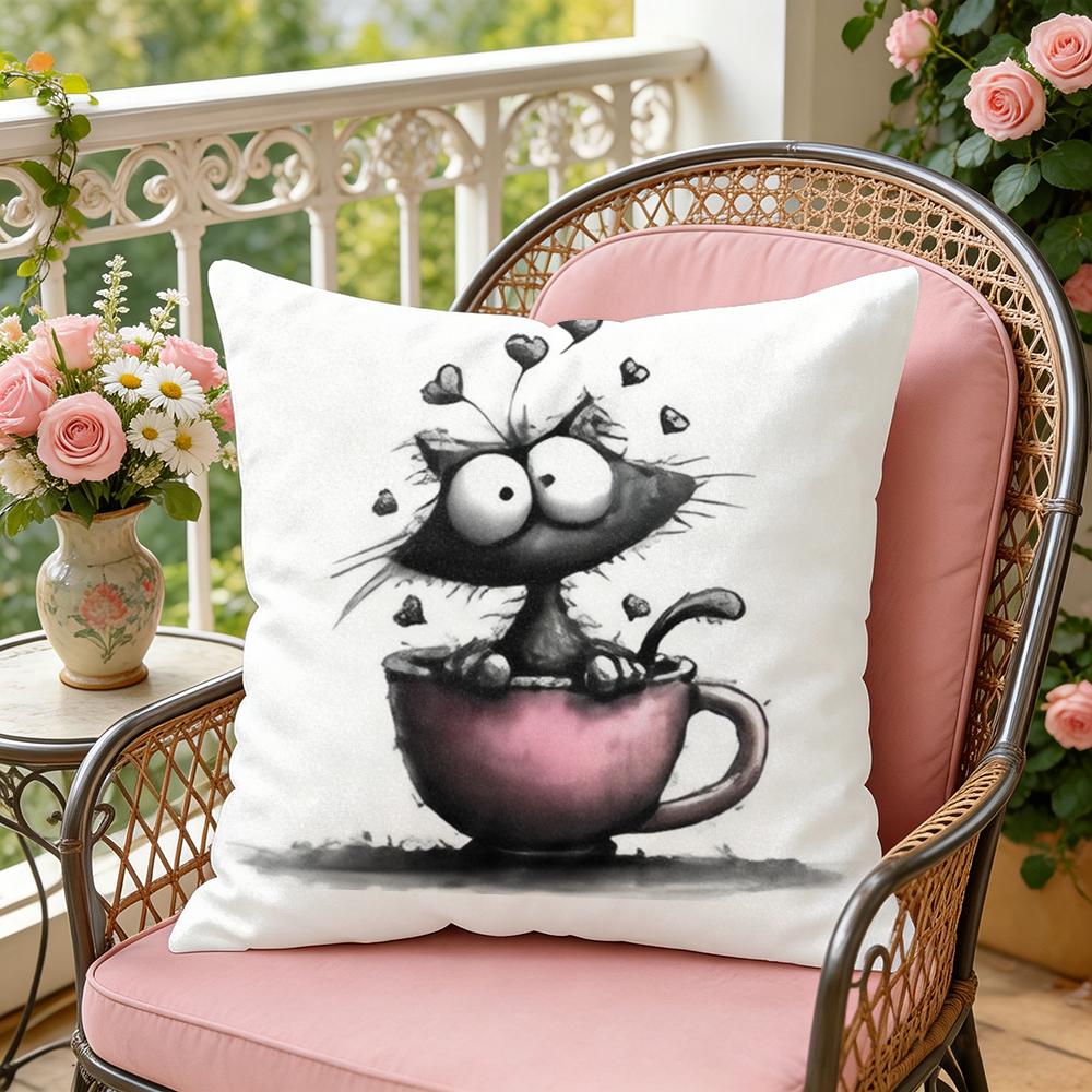 Valentine Black Cat Cushion Cover Soft Plush Throw Pillow Cover  DoubleSided Decorative Cushion Case  Sofa Bedroom Home Decor