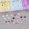 Big box 3D Cute Colorful Acrylic Floral Nail Charms Mix Caviar Beads &  Pearls 3/6mm Five-Petal Nail Rhinestones Resin Flower Bl