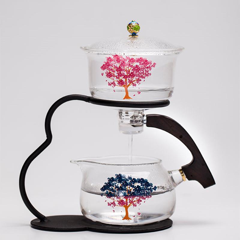 Творческий обесцвечивающий стеклянный чайник для ленивого автоматического приготовления чая, домашний чайный набор с ароматом пуэра и кунг-фу, заварочный чайник для питья