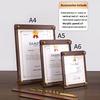 1PC Clipboard Cafe Solid Wood Display Board Restaurant Solid Walnut Wood Table Acrylic Menu Top Display Menu Board Party A4/A5/A6