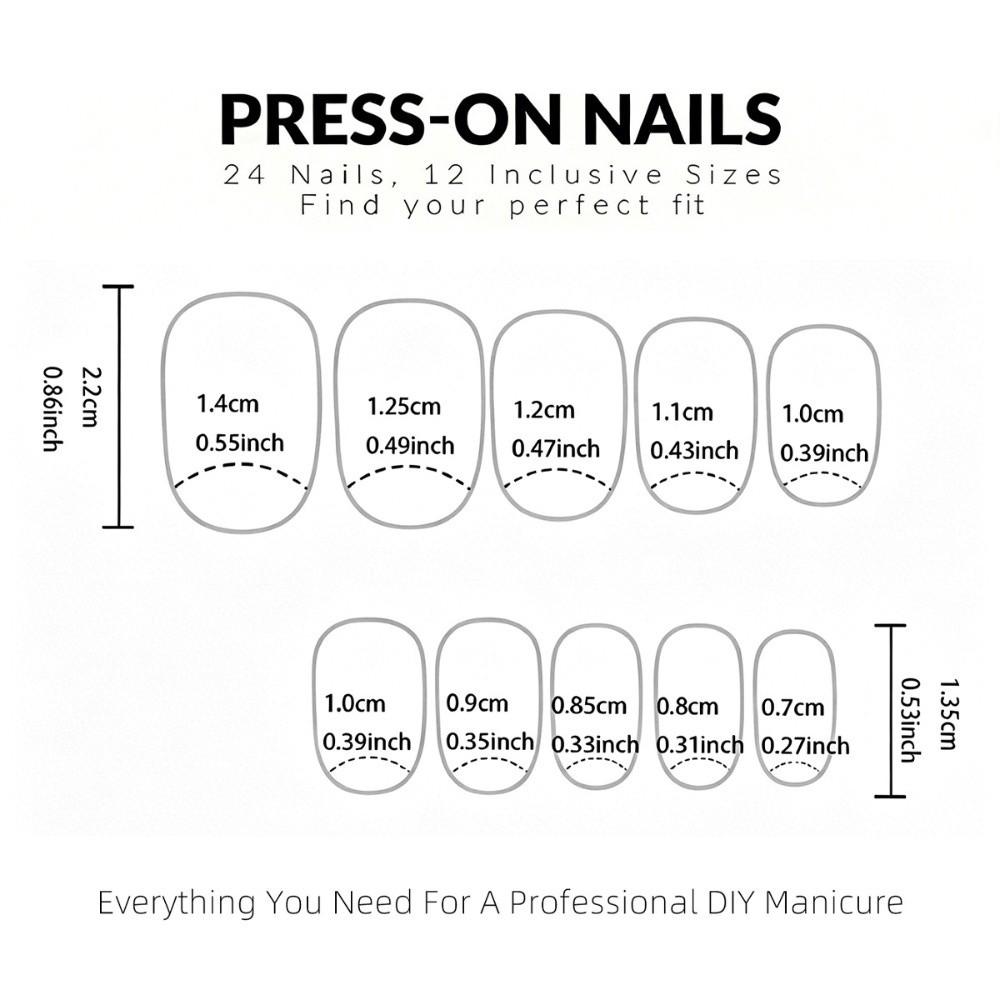 24Pcs 3D Gel False Nail Full Cover Fake Nail Tips French Press on Nails Women
