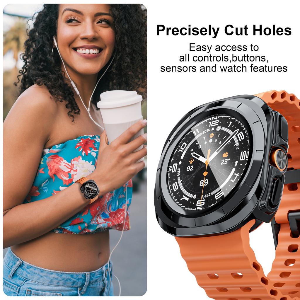 Чехол для Samsung Galaxy Watch Ultra 47 мм аксессуары Закаленное стекло Защита экрана Жесткий бампер из ПК Galaxy Watch 7 8 ultra Чехол