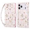For iPhone 17 Pro Max Case RFID Blocking Flower Leather Phone Cover with Wrist Strap