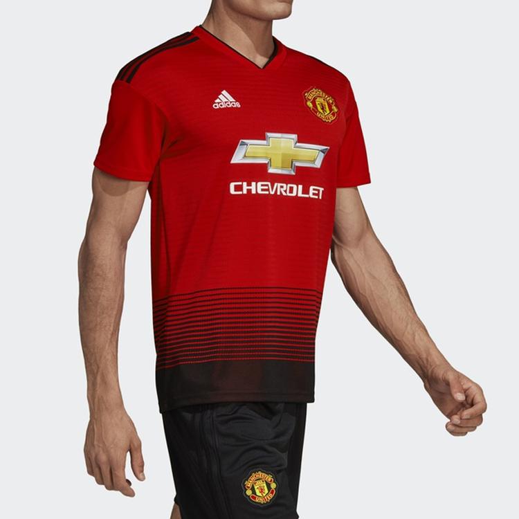 Adidas Manchester United Fan Edition Home V-Neck Short Sleeve Jersey Men Tops Red Black CG0040